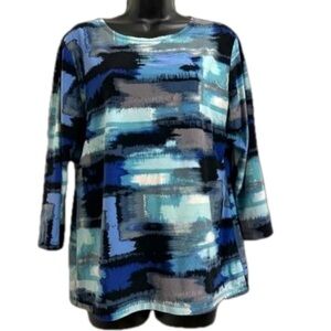 JM Collection Women’s Long Sleeve Blouse Blue